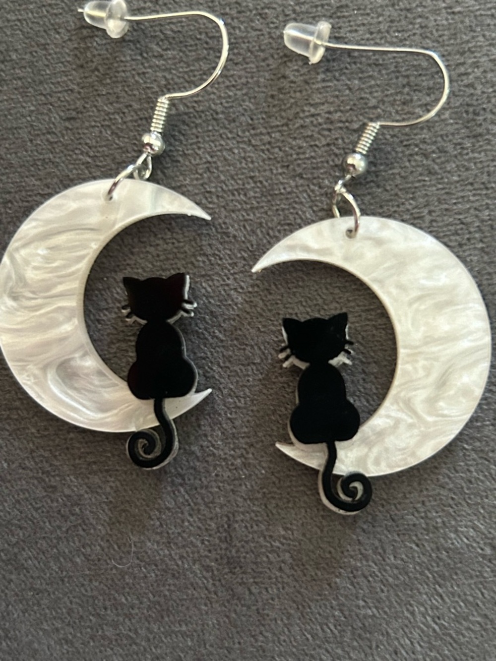 3 pairs of earrings Moon & Cat Dangle Earrings with Gold Star